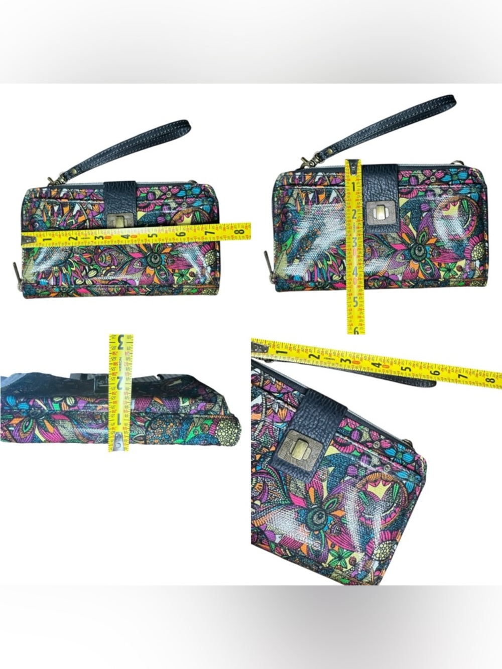 Sakroots Multicolor Floral Wristlet Clutch with Black Trim - Picture 5 of 7